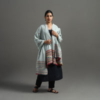 Grey - Kutch Handwoven Mirror Work Woollen Shawl 23