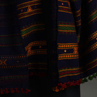 Black - Kutch Handwoven Mirror Work Woollen Shawl 90