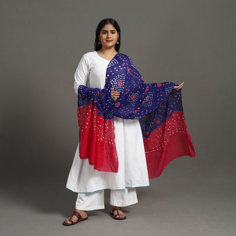 Blue - Kutch Tie-Dye Cotton Bandhani Dupatta 03