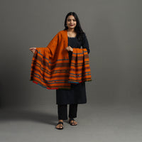 Orange - Kutch Handwoven Mirror Work Woollen Shawl 91