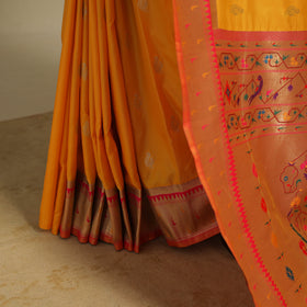 Yellow - bangalore silk paithani saree 06 - handcrafted