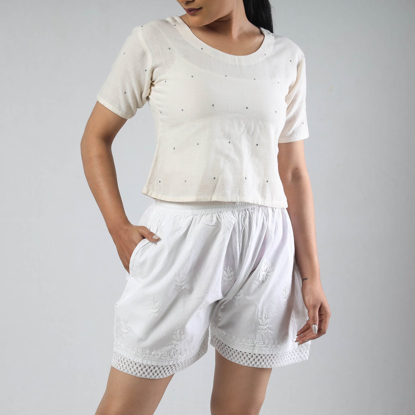 chikankari shorts