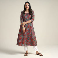 Red - Ajrakh Block Printed Cotton Long Kurta