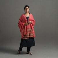 Pink - Kutch Handwoven Mirror Work Woollen Shawl 27