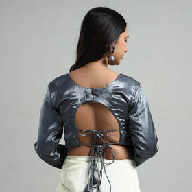 Dark Grey - Mashru Silk Plain Stitched Blouse
