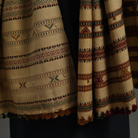 Beige - Kutch Handwoven Mirror Work Woollen Shawl 94