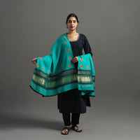 Green - Kutch Ahir Hand Embroidery Woollen Shawl 30