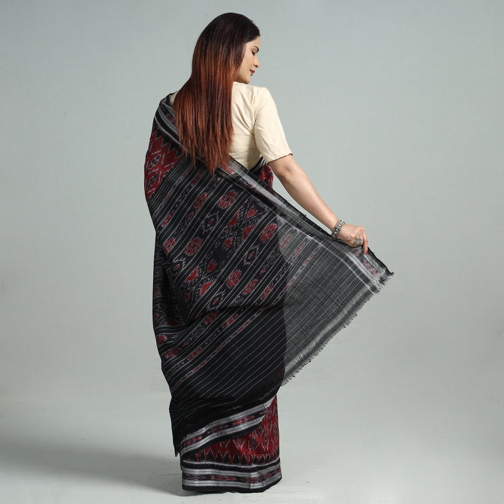 Maroon - Sambalpuri Ikat Handloom Cotton Saree 03