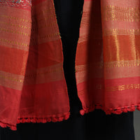 Red - Kutch Neran Hand Embroidery Mirror Work Woollen Shawl 101