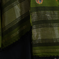 Green - Kutch Ahir Hand Embroidery Woollen Shawl 35