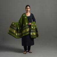 Green - Kutch Ahir Hand Embroidery Woollen Shawl 36