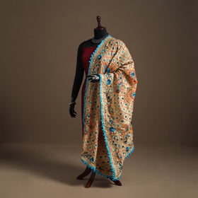 Blue - chanderi silk hand embroidery phulkari dupatta 15