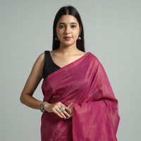 Pink - Traditional Venkatagiri Handloom Cotton Zari Saree 18