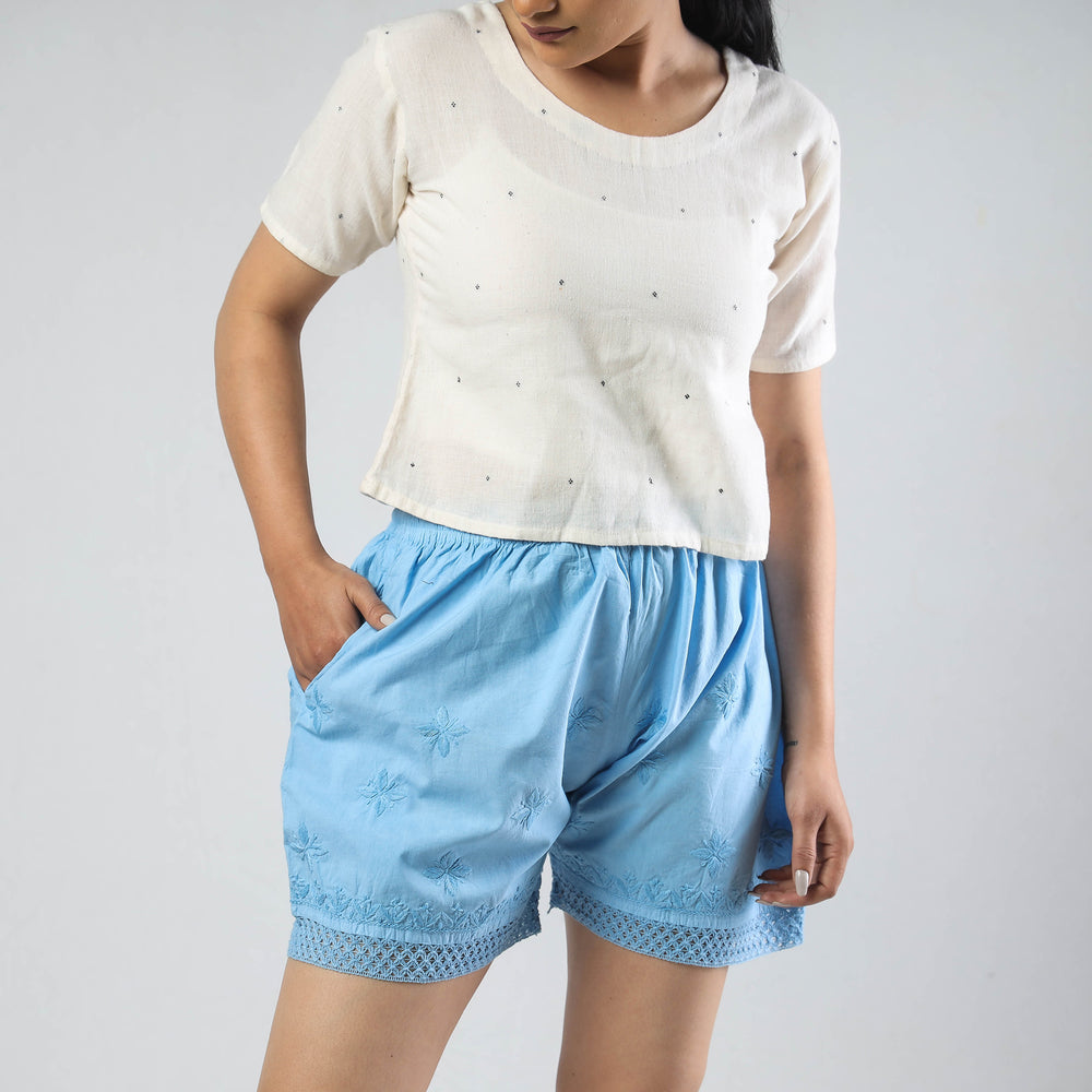 chikankari shorts