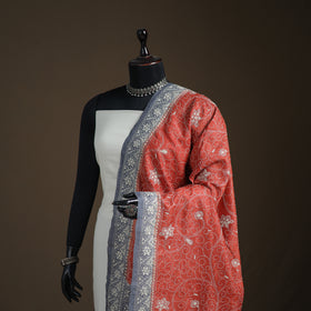Tussar Silk Handloom Bolpur Kantha Hand Embroidered Dupatta 03