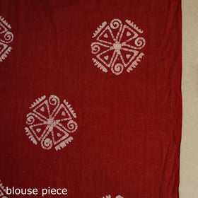 Orange - mul cotton figure work hand batik saree 01