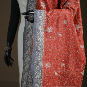 Tussar Silk Handloom Bolpur Kantha Hand Embroidered Dupatta 03