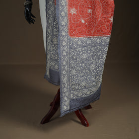 Tussar Silk Handloom Bolpur Kantha Hand Embroidered Dupatta 03