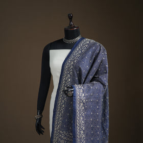 Tussar Silk Handloom Bolpur Kantha Hand Embroidered Dupatta 04