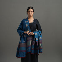 Blue - Kutch Ahir Hand Embroidery Woollen Shawl 45