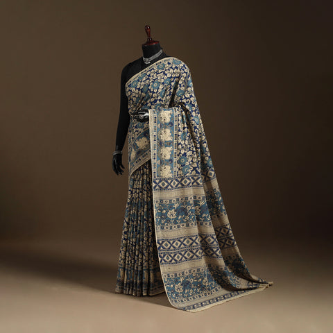 Blue - printed cotton nellore kalamkari saree 06