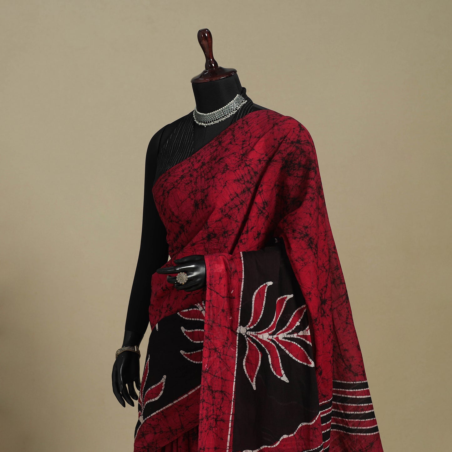 Pink - mul cotton hand batik saree 04 - handcrafted