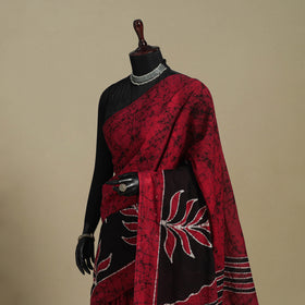 Pink - mul cotton hand batik saree 04 - handcrafted