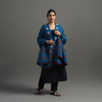 Blue - Kutch Ahir Hand Embroidery Woollen Shawl 45