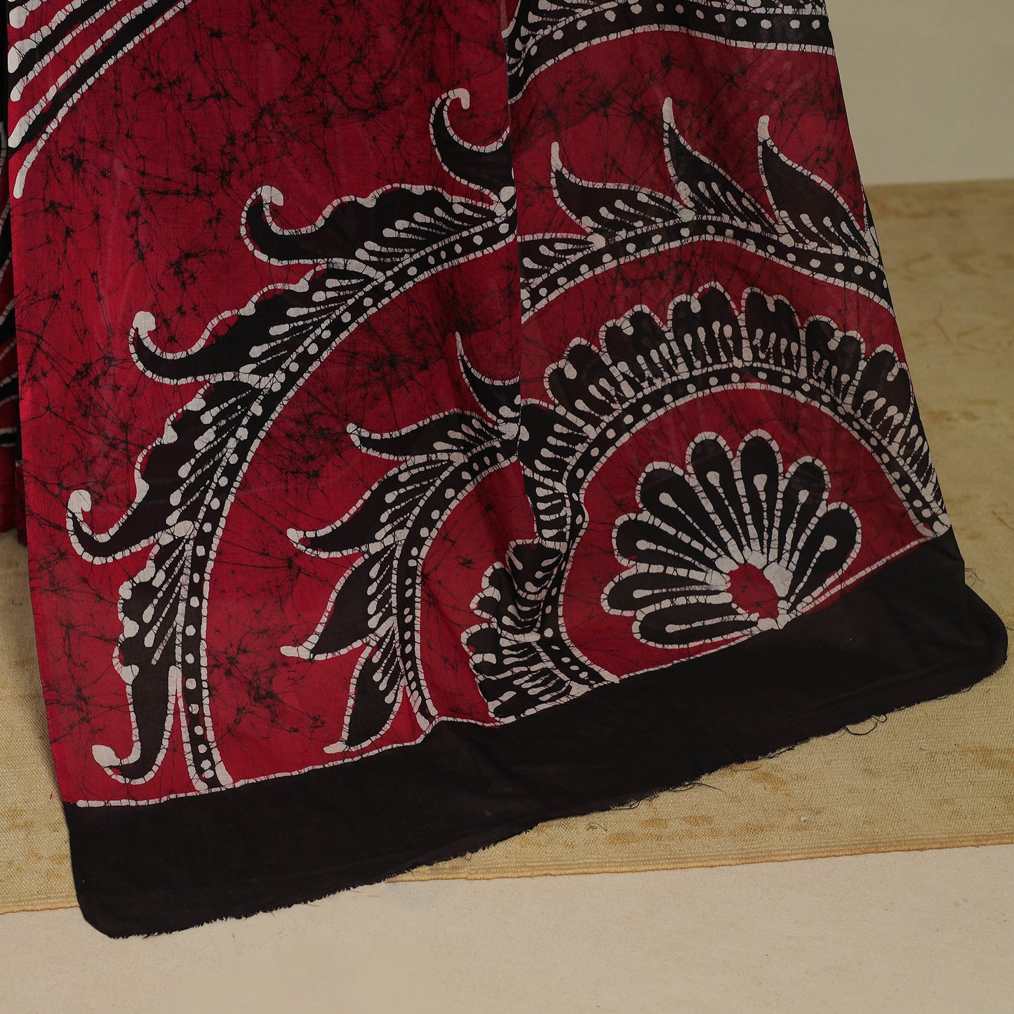 Pink - mul cotton hand batik saree 04 - handcrafted