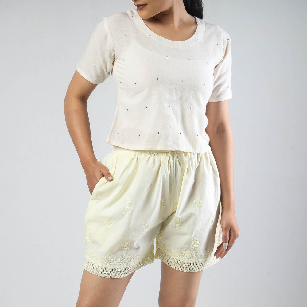 chikankari shorts