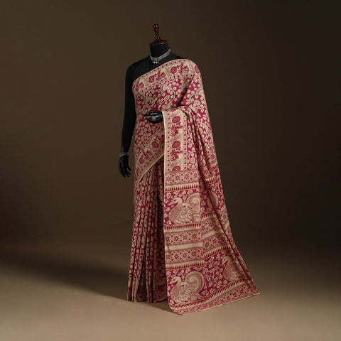 Pink - printed cotton nellore kalamkari saree 08