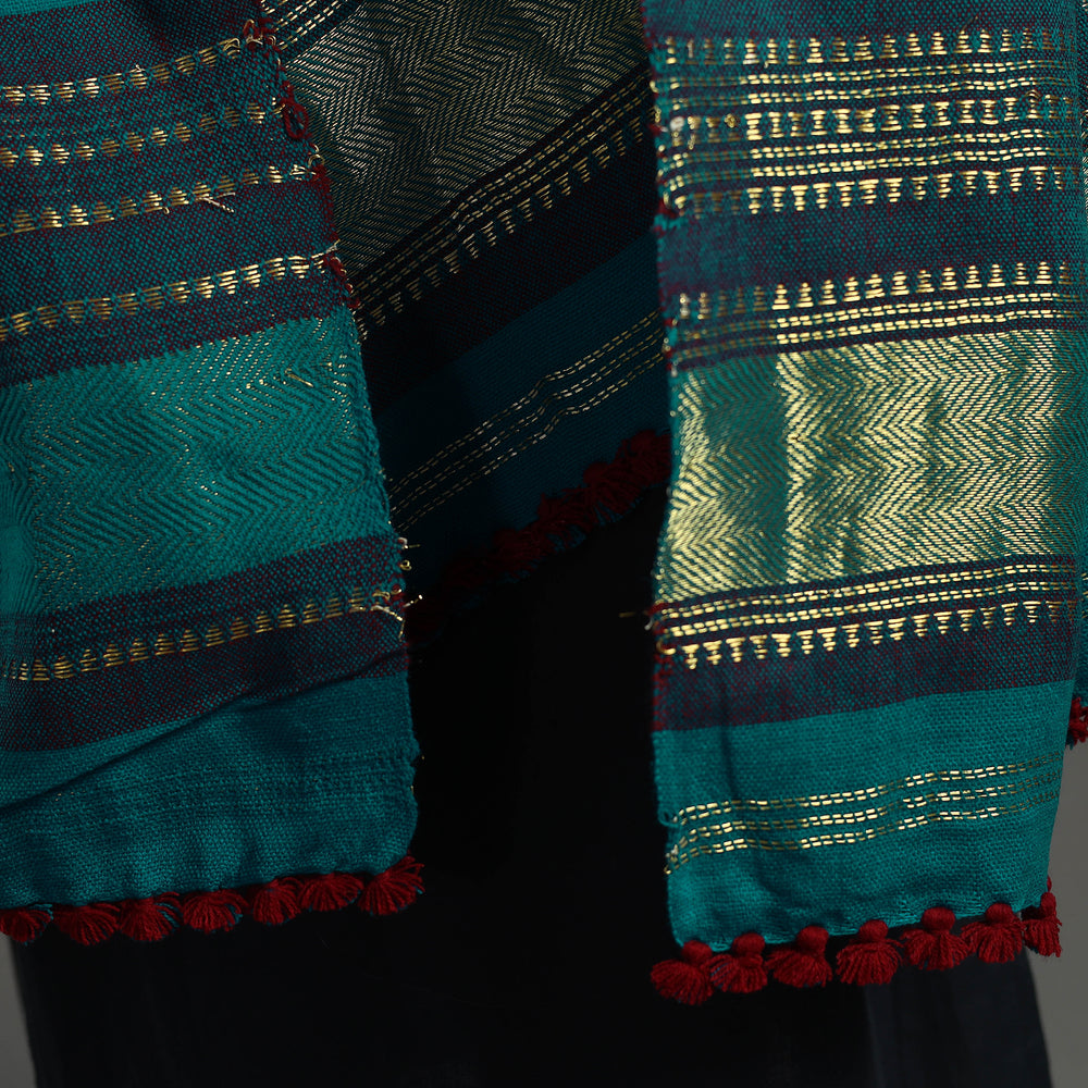 Green - Kutch Ahir Hand Embroidery Woollen Shawl 48