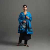 Blue - Kutch Ahir Hand Embroidery Woollen Shawl 49