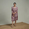 Pink - Sanganeri Hand Block Print Pure Cotton Angrakha Flared Dress 12
