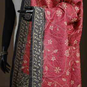 Tussar Silk Handloom Bolpur Kantha Hand Embroidered Dupatta 14