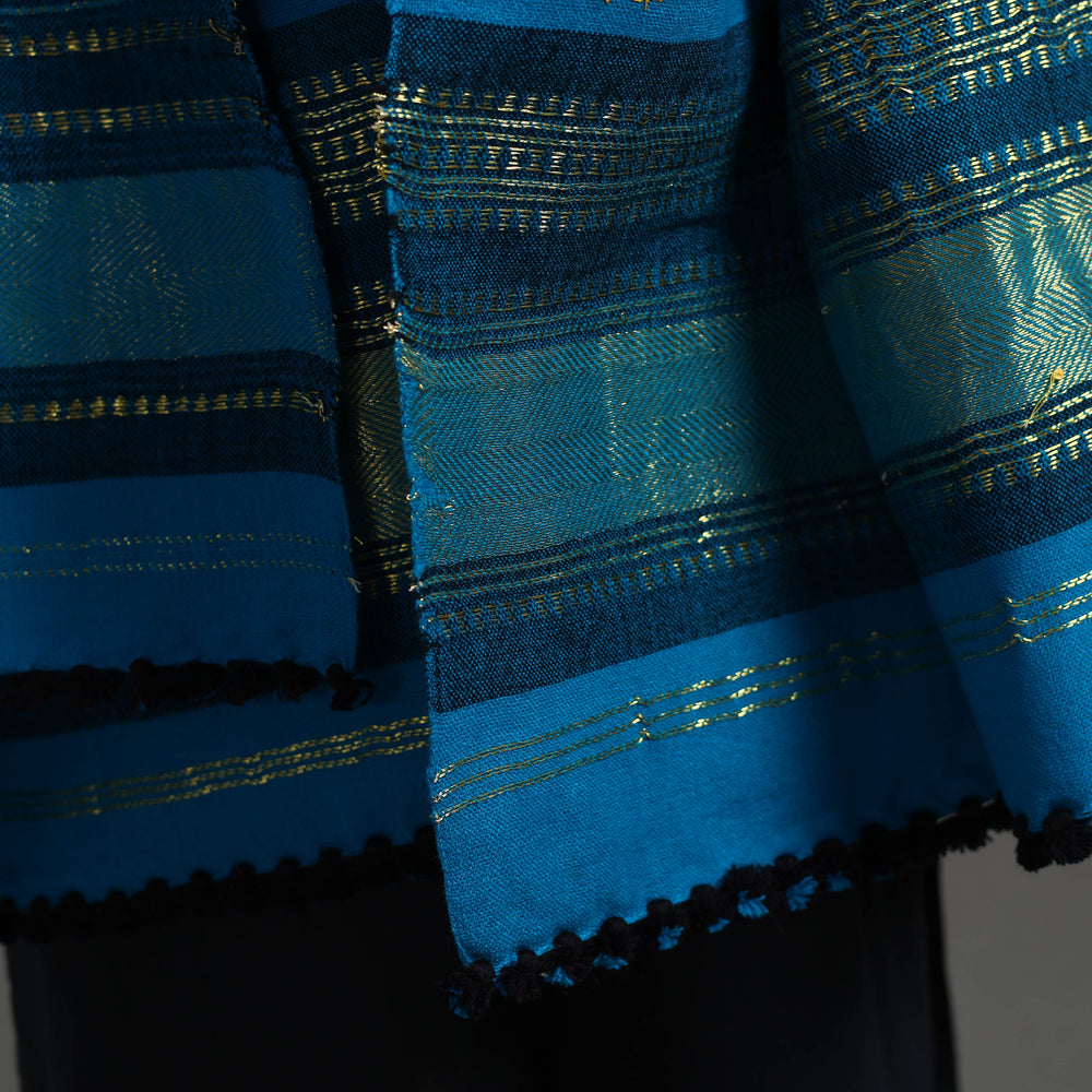 Blue - Kutch Ahir Hand Embroidery Woollen Shawl 49