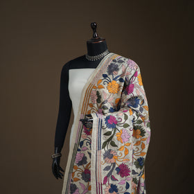Tussar Silk Handloom Bolpur Kantha Hand Embroidered Dupatta 16