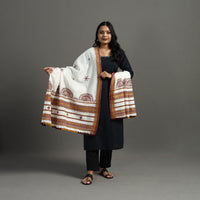 White - Kutch Neran Hand Embroidery Mirror Work Woollen Shawl 120