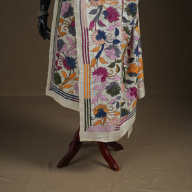 Tussar Silk Handloom Bolpur Kantha Hand Embroidered Dupatta 16