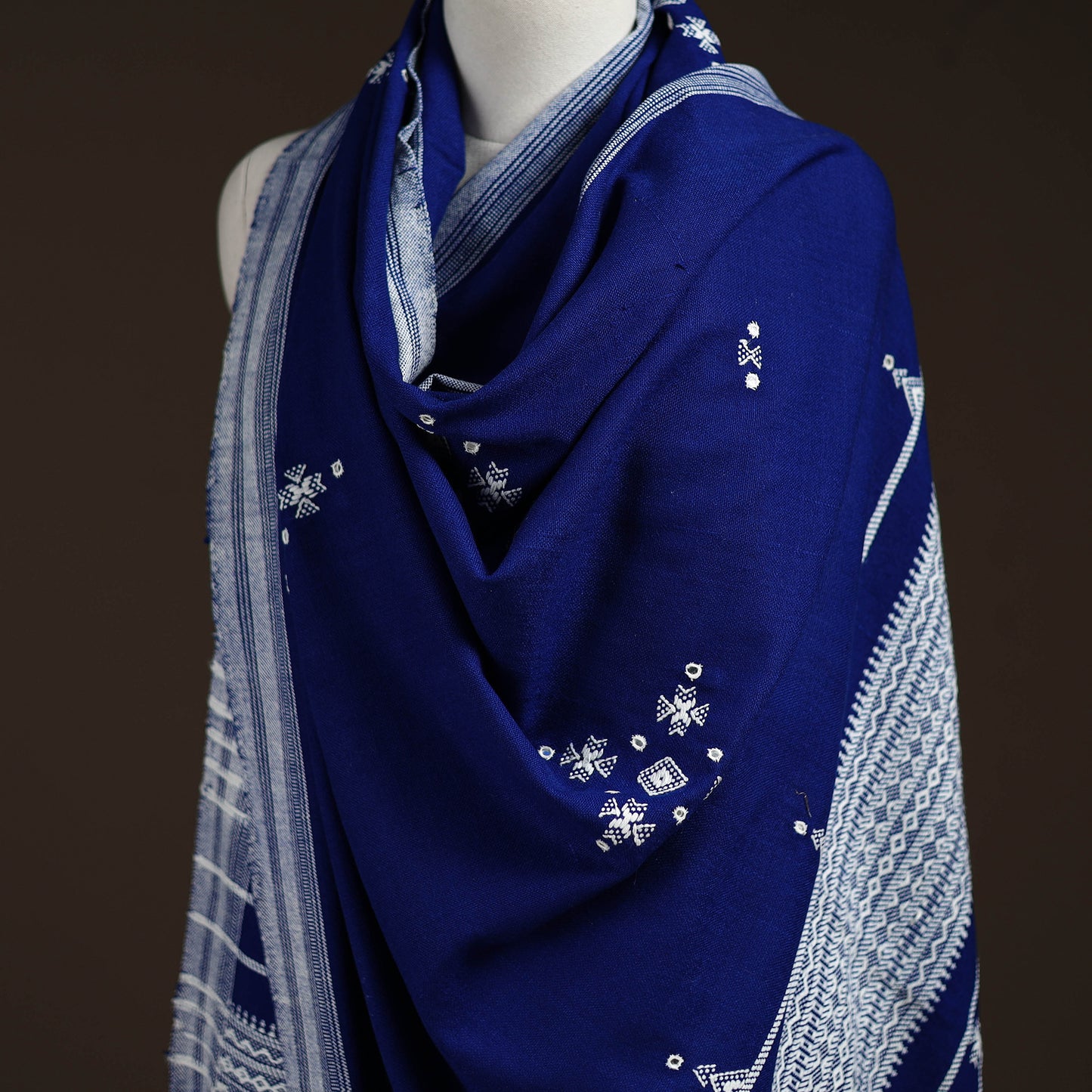 Kutch Bhujodi Handwoven Mirror Work Acrylic Wool Shawl 41