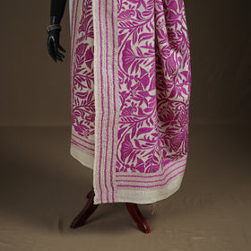 Tussar Silk Handloom Bolpur Kantha Hand Embroidered Dupatta 17