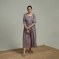 Green - Sanganeri Hand Block Print Pure Cotton Flared Dress 06
