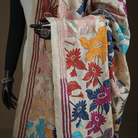Tussar Silk Handloom Bolpur Kantha Hand Embroidered Dupatta 18