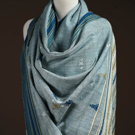 Kutch Bhujodi Handwoven Mirror Work Acrylic Wool Shawl 42