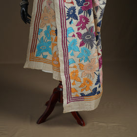 Tussar Silk Handloom Bolpur Kantha Hand Embroidered Dupatta 18