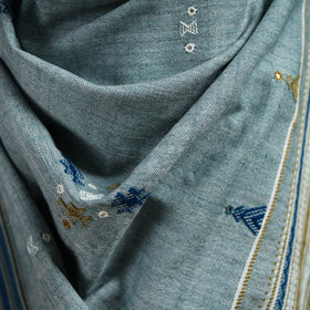 Kutch Bhujodi Handwoven Mirror Work Acrylic Wool Shawl 42