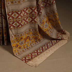 Yellow - printed cotton nellore kalamkari saree 12