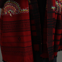 Red - Kutch Neran Hand Embroidery Mirror Work Woollen Shawl 126