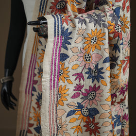 Tussar Silk Handloom Bolpur Kantha Hand Embroidered Dupatta 23