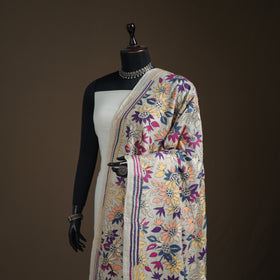 Tussar Silk Handloom Bolpur Kantha Hand Embroidered Dupatta 24